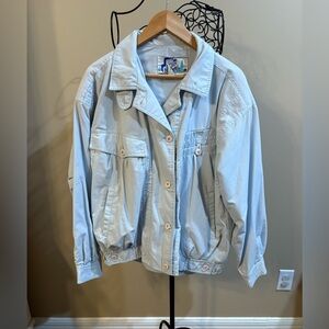 80’s Pale Blue Preppy Oversized Utility Jacket Large